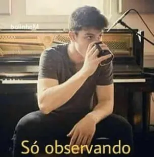 👀 9a7ce32c Só observando man, drinking, piano, watching, observing telegram sticker