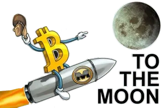 🔝 5f07ea48 TO THE MOON Bitcoin, Kryptowährung, Mond, Rakete, Finanzen, Investment, Meme telegram sticker