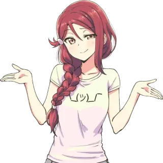 😌 add3500c (ツ)_/¯ อนิเมะ, ผู้หญิง, ยักไหล่, สับสน, สีหน้า telegram sticker