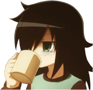 ☕ ca9d5994 Tomoko Kuroki Watamote อนิเมะ, ผู้หญิง, โทโมโกะ คุโรกิ, Watamote, ดื่ม telegram sticker
