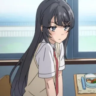 🪁 608fe7ae anime, garota, uniforme escolar, triste, cabelo comprido telegram sticker