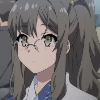 🧪 82d04c37 Rio Futaba Rascal Does Not Dream of Bunny Girl Senpai Anime, Óculos, Fofo, Estudante, Cabelo castanho telegram sticker