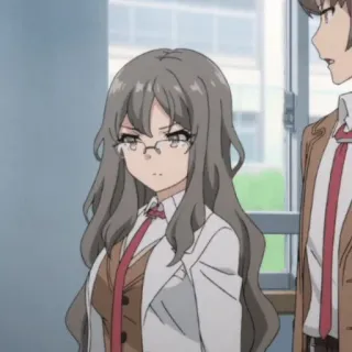 🧪 efd6b2ab anime, menina, uniforme escolar, óculos, séria telegram sticker