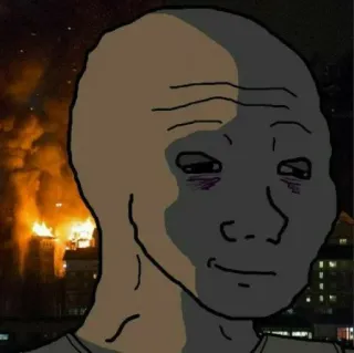 🙂 05234f68 Wojak, Meme, Vuur, Gebouw in brand, Ramp, Crisis telegram sticker
