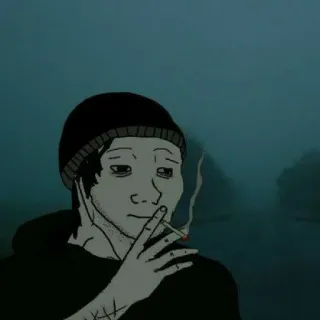 😔 24b39066 Wojak, Doomer, sigaret, roken, depressie, verdrietig telegram sticker