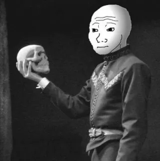💀 746c4430 Wojak, Meme, Schedel, Hamlet, Shakespeare telegram sticker