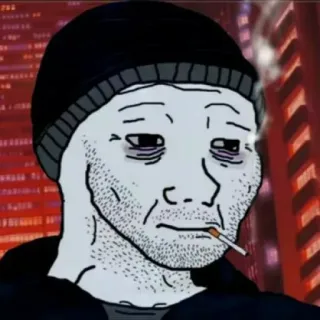 😔 7e199961 Wojak wojak, roken, depressie, internet meme, sigaret, verdrietig telegram sticker