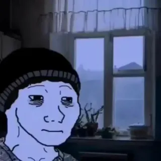 🙁 a17c3a67 Wojak, Meme, Verdrietig, Depressief telegram sticker