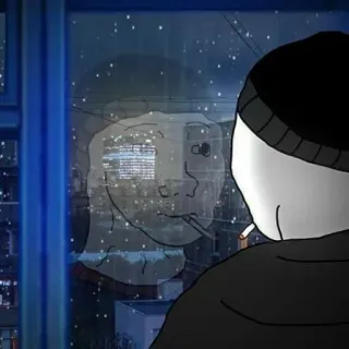 🚬 b6f92de4 Doomer, Sigaret, Anime, Verdrietig, Raam, Nacht telegram sticker