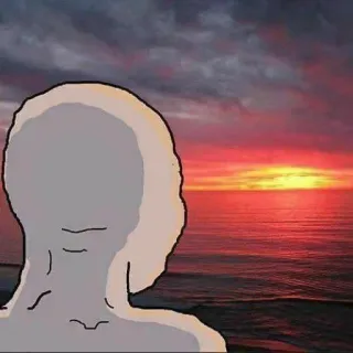 🌄 e175f9e3 Wojak, Meme, Zonsondergang, Verdrietig telegram sticker