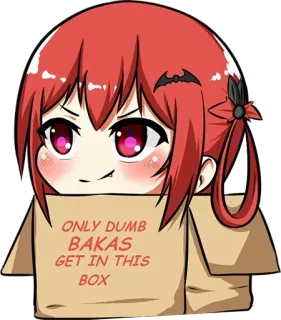 🙃 6f24f4bc ONLY DUMB BAKAS GET IN THIS BOX Anime, Kartun, Kotak, Baka, Lucu, Imut telegram sticker