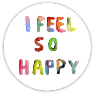 😀 1969a123 I FEEL SO HAPPY szczęśliwy, akwarela, kolorowy, pozytywny, uczucie telegram sticker