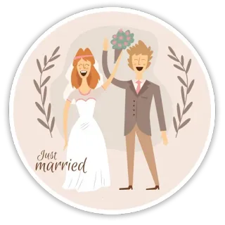 💍 5c533a6a Just married ślub, panna młoda, pan młody, świętowanie, miłość, małżeństwo telegram sticker