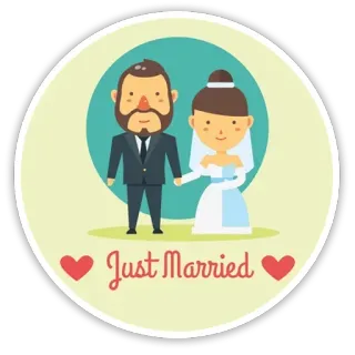 💍 8cd17523 Just Married ślub, panna młoda, pan młody, miłość, małżeństwo telegram sticker