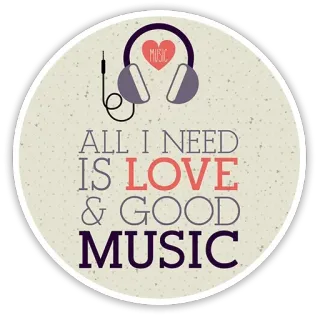 🎤 f417bbbb ALL I NEED IS LOVE & GOOD MUSIC muzyka, miłość, słuchawki, serce, piosenka telegram sticker