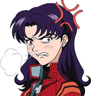 😡 516a8bce Misato Katsuragi Neon Genesis Evangelion Anime, Wütend, Evangelion, Misato, Frustriert telegram sticker