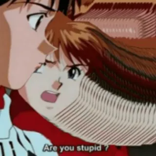 😡 59504eb6 Are you stupid? Anime, Frage, Beleidigung, Dumm, Cartoon telegram sticker