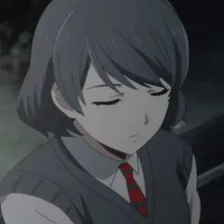 ➖ 9573a734 Anime, Mädchen, Schuluniform, Krawatte, ernst, traurig telegram sticker