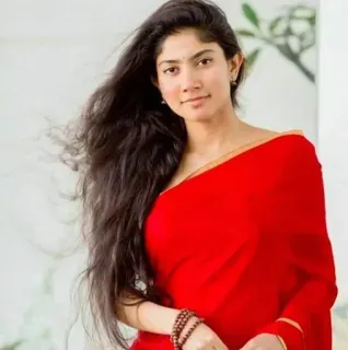 🥰 d306c084 ผู้หญิง, สีแดง, ส่าหรี, ผมยาว, อินเดีย telegram sticker