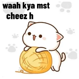 🤩 0f016696 waah kya mst cheez h chat, mignon, dessin animé, adorable, kawaii, chaton, chat pêche, Mochi Chat pêche telegram sticker