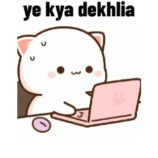 😥 9034f0a3 ye kya dekhlia chat, mignon, ordinateur portable, mème, drôle telegram sticker