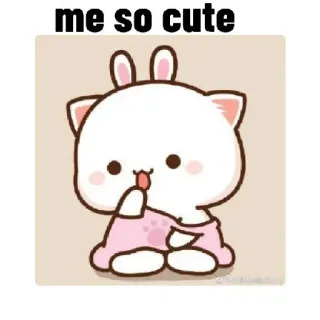 😌 abf0a921 me so cute mignon, kawaii, animal, lapin, dessin animé, autocollant telegram sticker