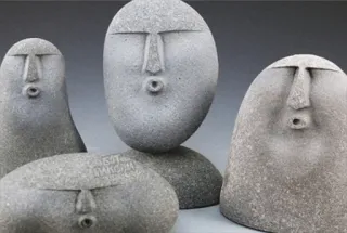 😮 491b6404 scultura in pietra, scultura, arte, volto, roccia, statua, astratto whatsapp sticker