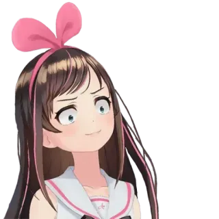 😳 7ee1467e Kizuna AI anime, vtuber, kizuna ai, kawaii, virtueller youtuber, weiblich, pinke schleife whatsapp sticker