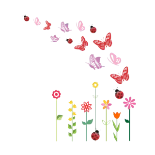 🐝 01bd1705 coccinelle, fiori, farfalle, giardino whatsapp sticker