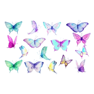 🦋 3dde30be farfalla, farfalle, natura, acquerello, viola, rosa, blu whatsapp sticker