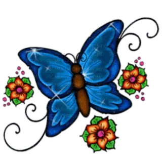 🦋 ce59f558 farfalla, blu, fiore, natura, carina whatsapp sticker