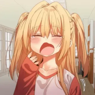 😪 b493cd42 chica anime, llorando, pelo rubio, coletas, emocional, dibujo animado telegram sticker