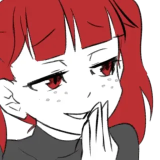 😏 bd0fc78f chica anime, presumida, pelo rojo, dibujo animado, personaje, expresión telegram sticker