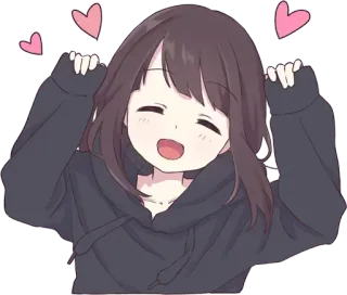 🥰 e08be7b3 Anime, Chica, Linda, Corazones, Dibujos animados, Sonriendo, Feliz telegram sticker