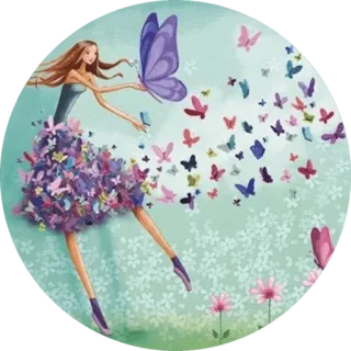 🦋 81a8a73e gadis, kupu-kupu, fantasi, gaun, bunga, seni telegram sticker