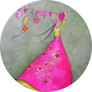 ❤ 903dce35 gadis, hati, gaun merah muda, lentera, aneh, seni, cinta telegram sticker