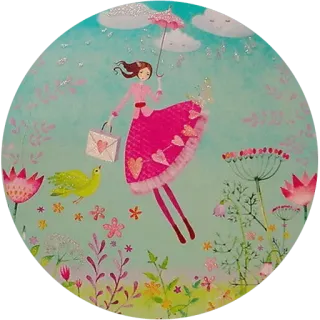 🌿 a18bfd51 seni, gadis, merah muda, payung, burung, bunga, unik telegram sticker