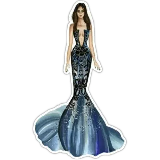 😌 d2ee259d gaun, mode, gaun malam, biru, formal, wanita telegram sticker