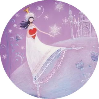 💜 fc018e3c gadis, musim dingin, hati, ilustrasi, salju, dongeng telegram sticker