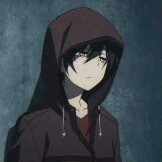 🎭 0514c0b2 Anime, Menino, Moletom com capuz, Cansado, Triste, Mangá, Personagem whatsapp sticker