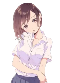 😲 0e72219f Anime, Garota, Uniforme escolar, Bonita, Mangá whatsapp sticker