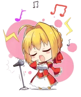 🎶 1fd01376 Anime, Chibi, Cantando, Música, Microfone, Kawaii whatsapp sticker