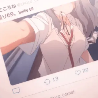 🎭 f8ac4782 こころね @choco Anime, Selfie, Menina, Bonito, Ilustração, Personagem, Arte digital whatsapp sticker