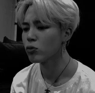 📀 80d46ac2 Jimin K-pop, cantor, BTS, Jimin, preto e branco telegram sticker
