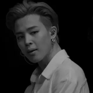 🔝 cbcbc0e1 Jimin Jimin, BTS, K-pop, Cantor, Ídolo, Preto e branco, Retrato telegram sticker