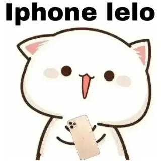 🏵 17526b30 Iphone lelo gato, teléfono, animal, lindo telegram sticker