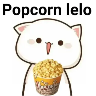 🏵 51d9efe6 Popcorn lelo gato, palomitas, dibujos animados, lindo, snack, comida telegram sticker
