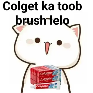 🏵 950d57e4 Colget ka toob brush lelo gato, pasta de dientes, colgate, cepillo, gracioso telegram sticker