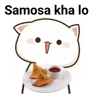 🏵 cc53e931 Samosa kha lo gato, samosa, comida, aperitivo, comida india, lindo telegram sticker