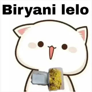 🏵 d12c2c17 Biryani lelo biryani, gato, comida, cocina india telegram sticker